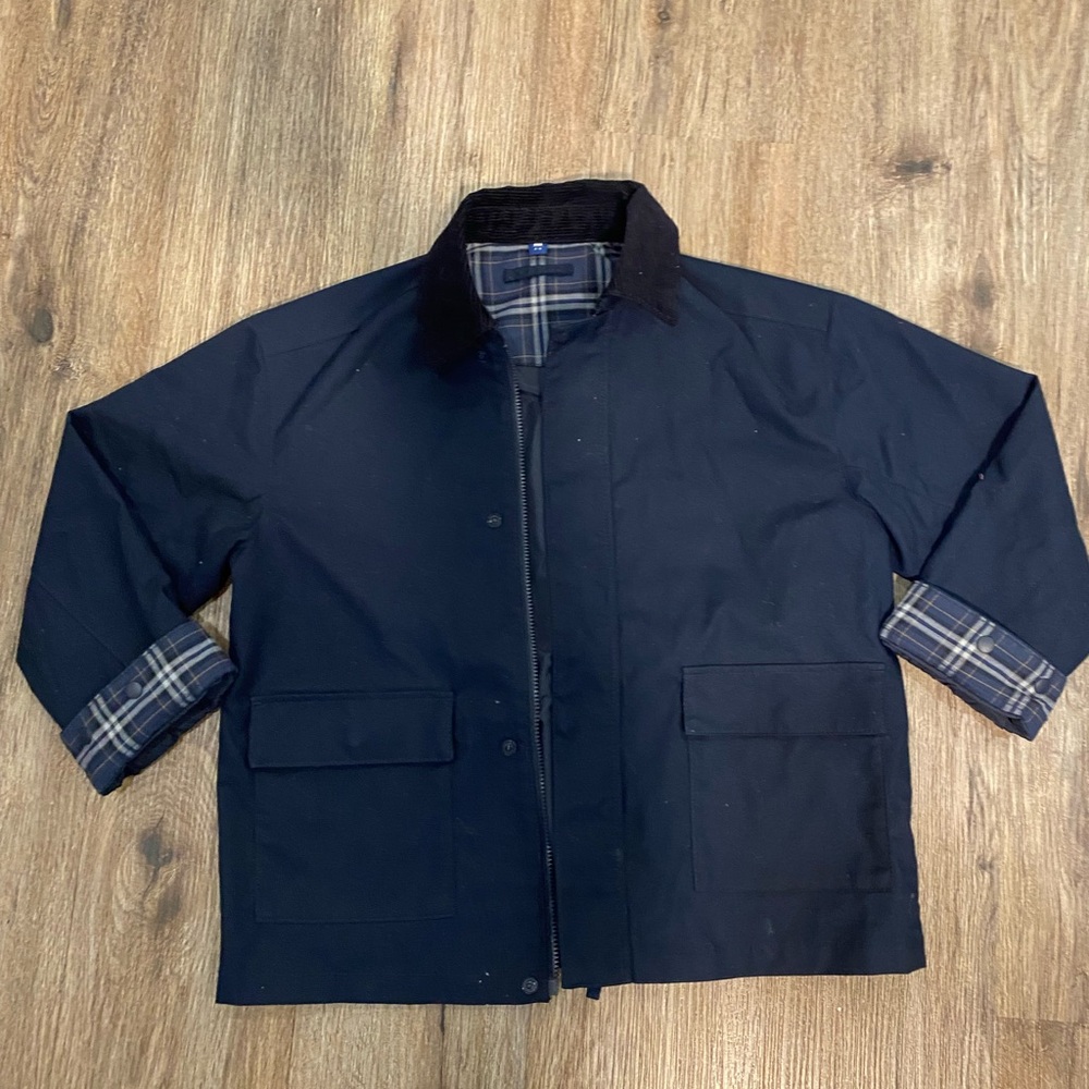 Uniqlo Kids Navy Jacket with Plaid Lining